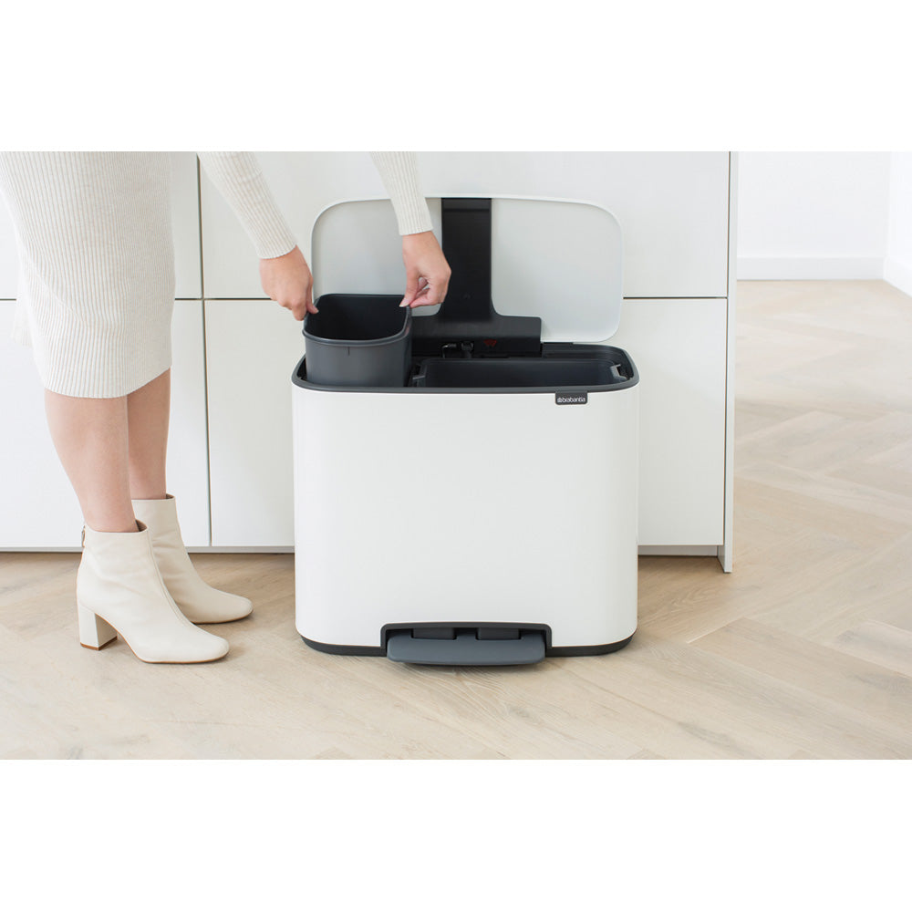 Bo Pedal Bin 11 + 23 Litre - White