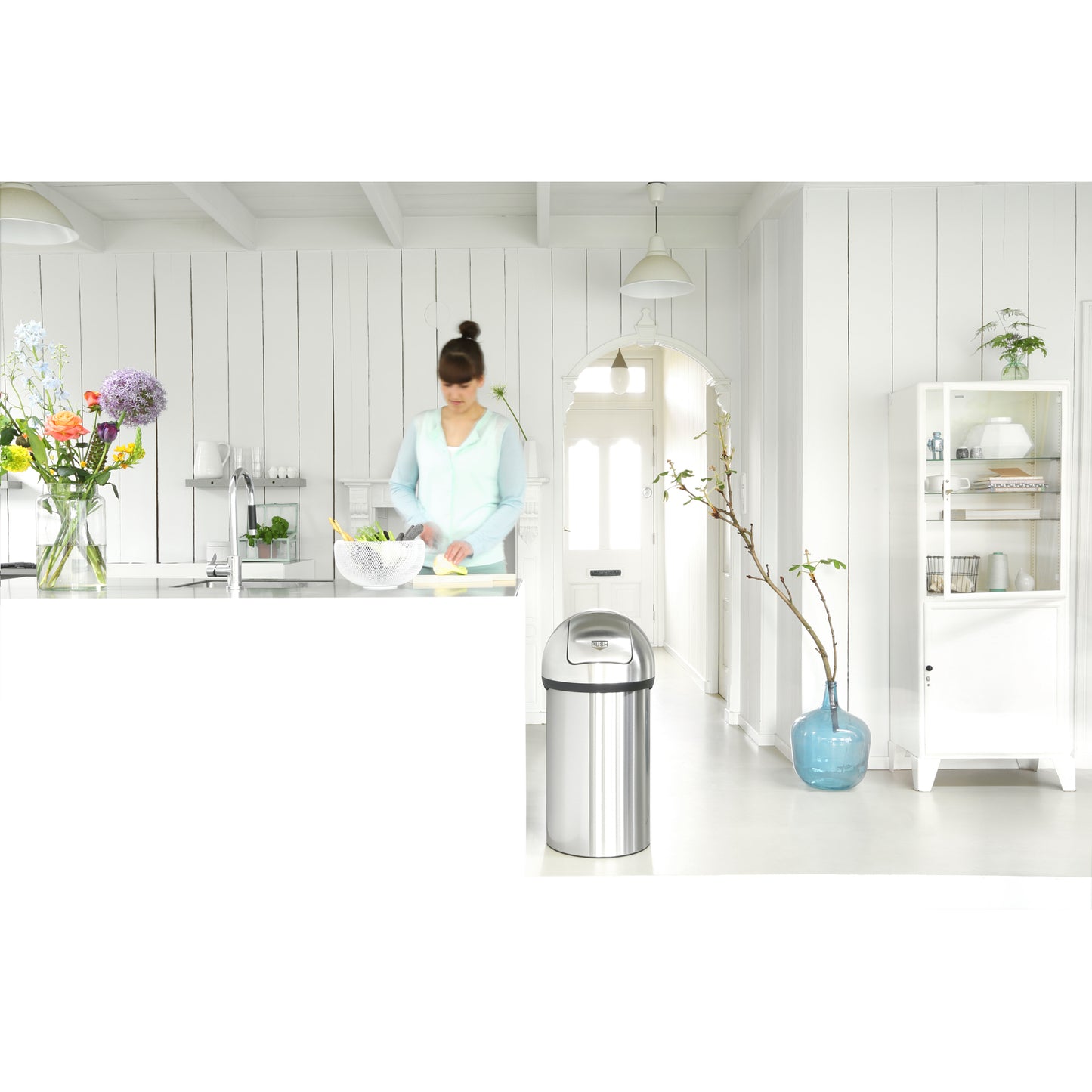 Push Bin 60 litre - Matt Steel