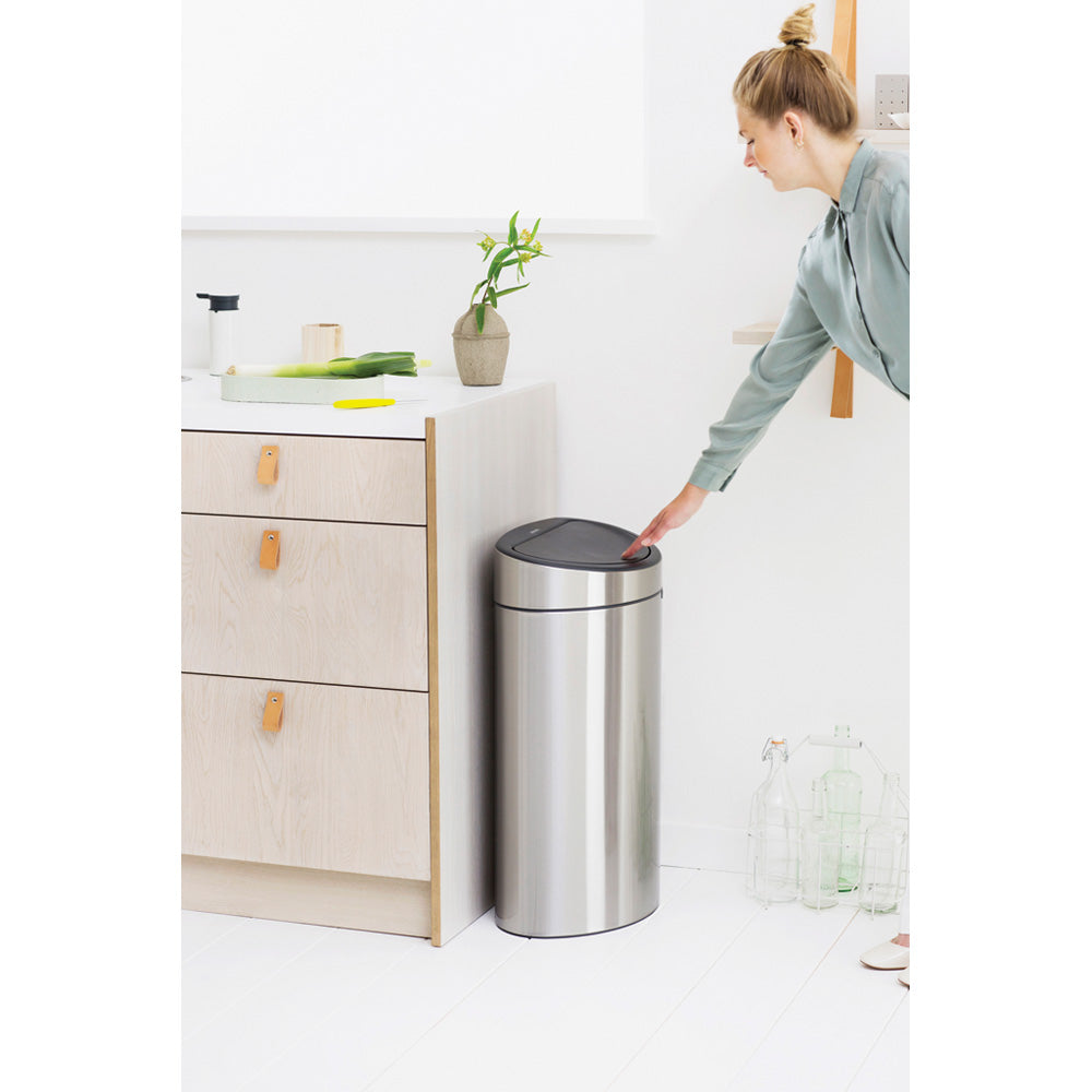 Touch Bin New Recycle 10 + 23 litre - Matt Steel Fingerprint Proof