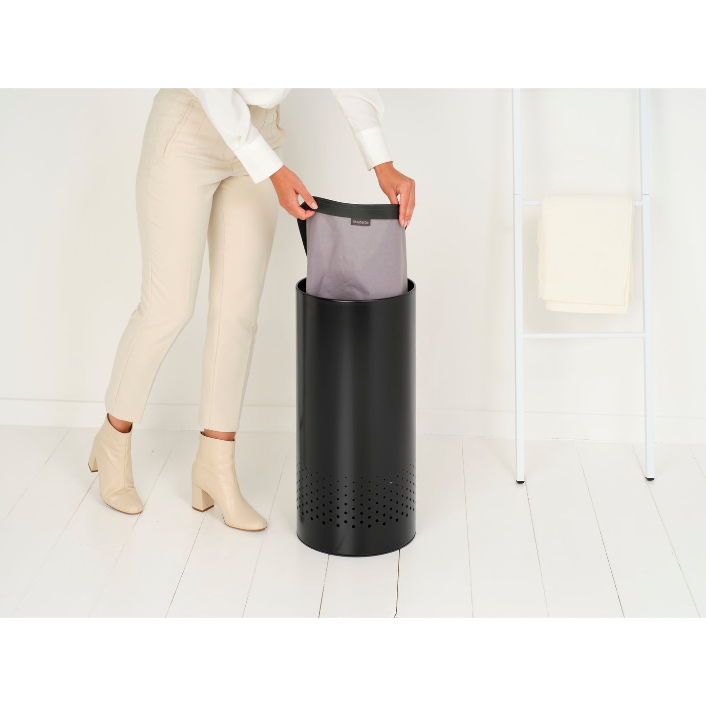 Laundry Bin 35 litre - Matt Black with Dark Grey Lid