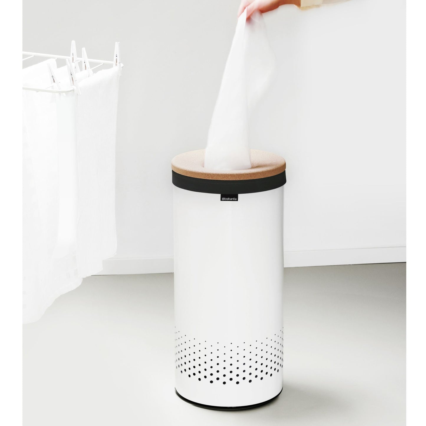 Laundry Bin 35 litre - White / Cork Lid