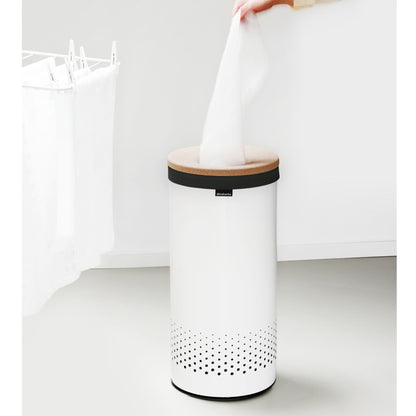 Laundry Bin 35 litre - White / Cork Lid