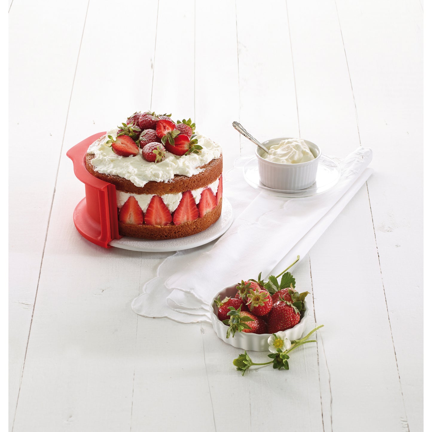 Duo Springform with plate - 15cm - Red