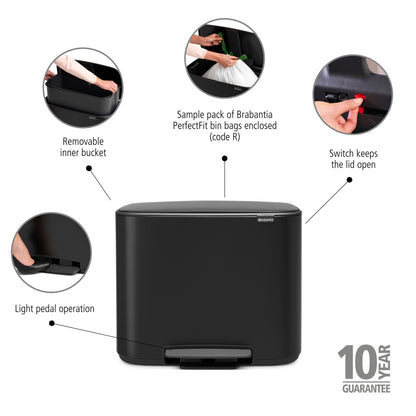 Bo Pedal Bin 36 litre - Matt Black