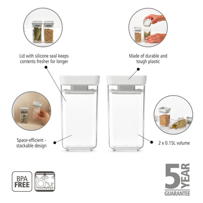 Tasty+ Stackable Canister, Set of 2 (2 x 0.15 litre) - Light Grey