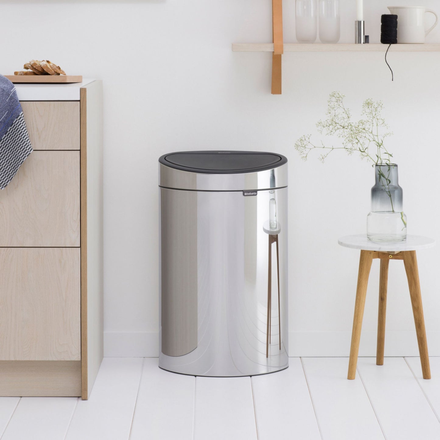 Touch Bin New 40 Litre - Brilliant Steel