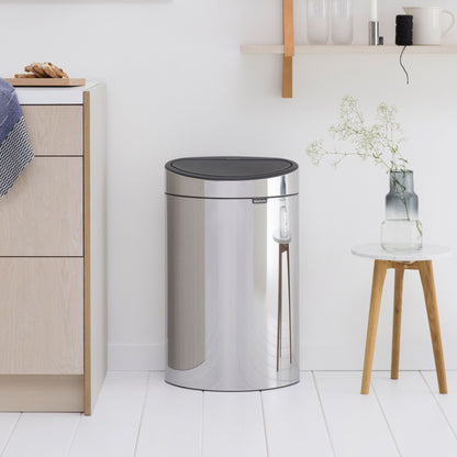 Touch Bin New 40 Litre - Brilliant Steel