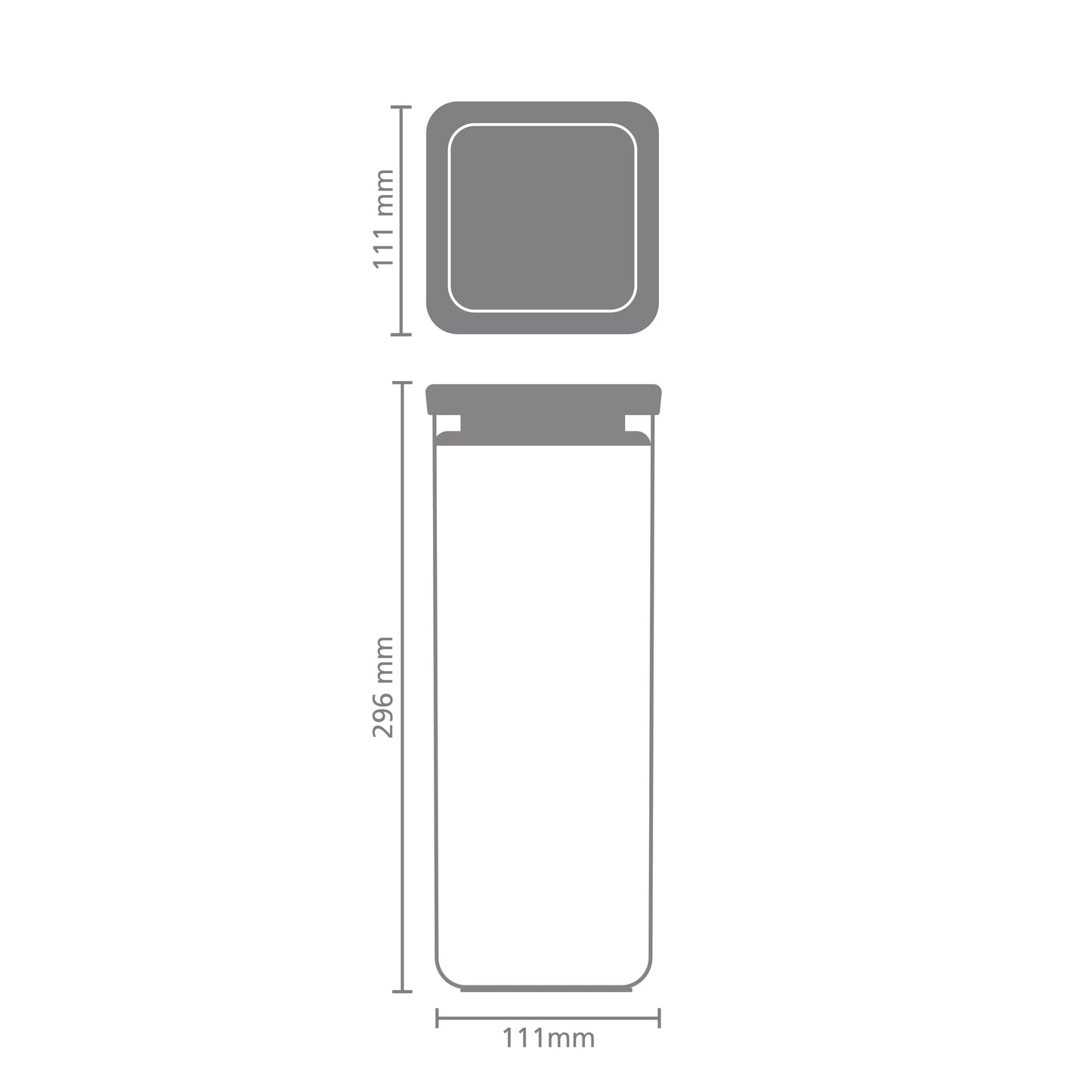 Tasty+ Square Canister 2.5 litre - Light Grey Lid