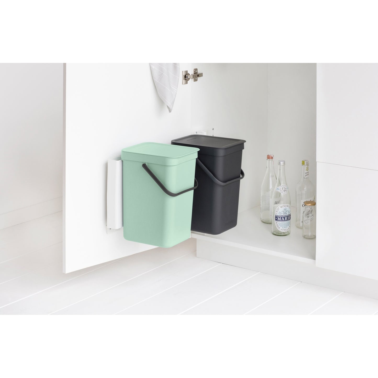 Sort & Go Built in Bin 2 x 12 litre - Dark Grey and Jade Green