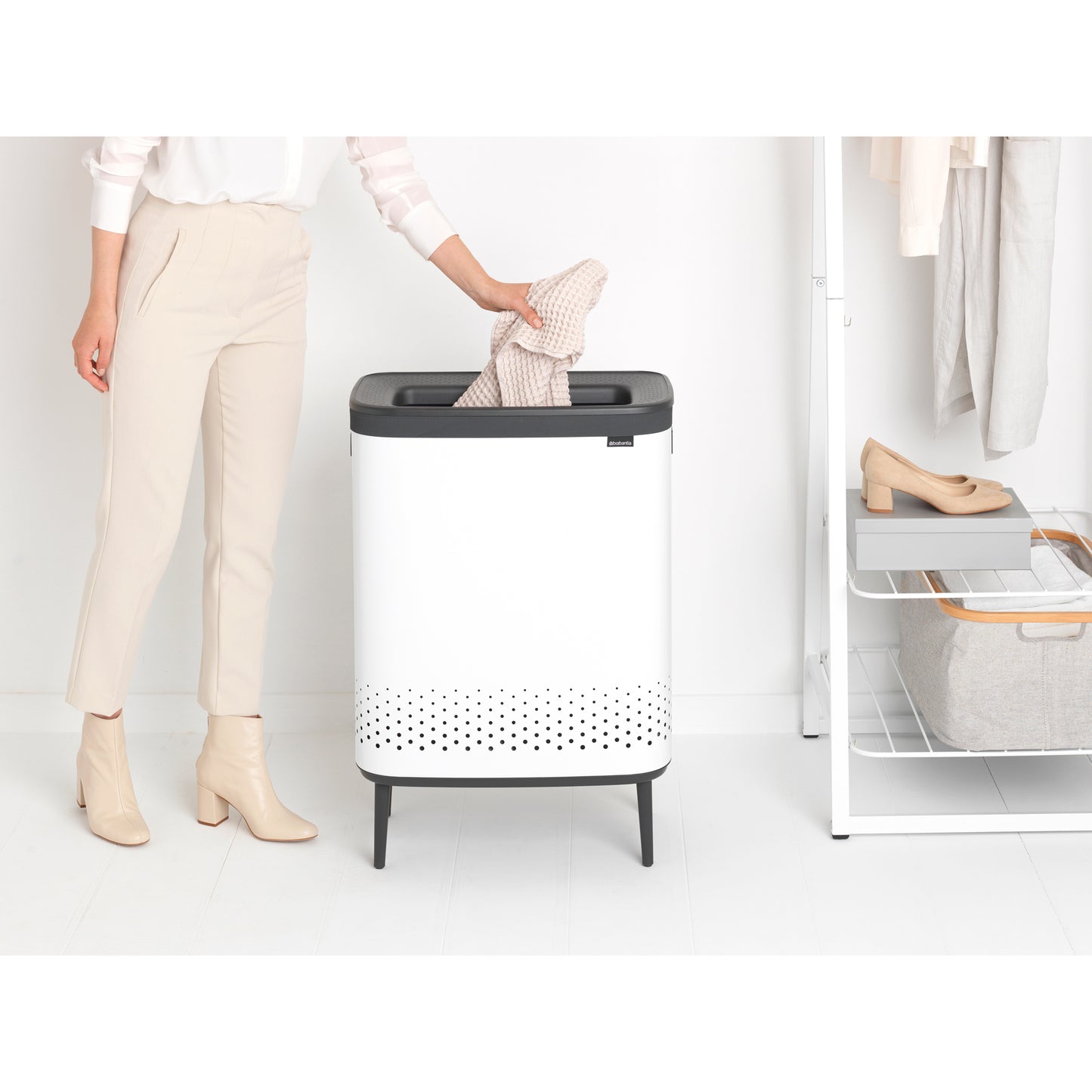 Bo Laundry Bin Hi 2 x 45 litre - White