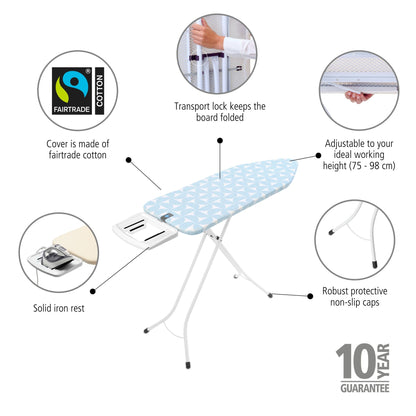 Ironing Board C, 124x45 cm, Solid Steam Iron Rest - Fresh Breeze