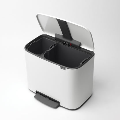 Bo Pedal Bin 11 + 23 Litre - White