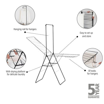 Hangon Drying Rack 25 metres + Rod Black