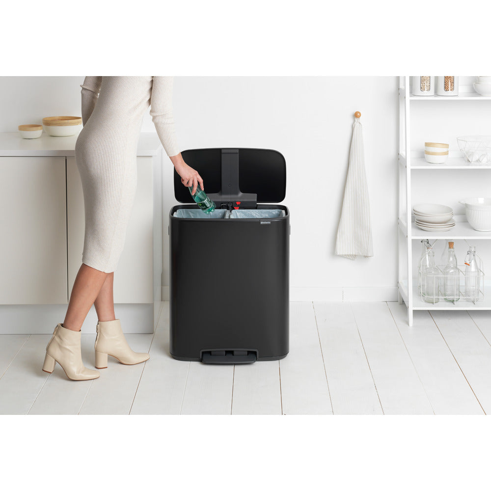 Bo Pedal Bin 2 x 30 litre - Matt Black