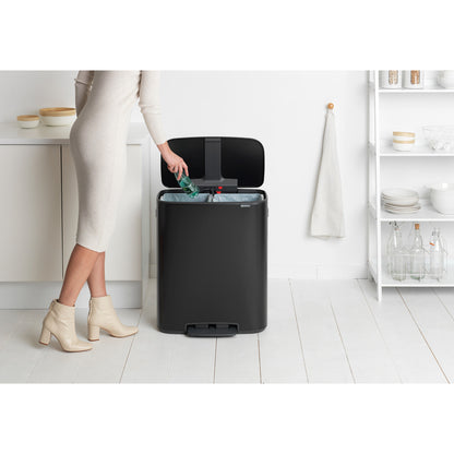 Bo Pedal Bin 2 x 30 litre - Matt Black