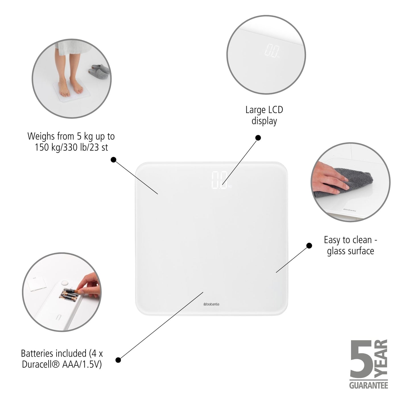 Digital Bathroom Scale - White