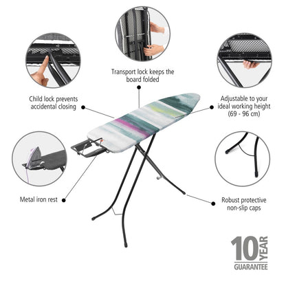 Ironing Board 124x38cm (B) Steam Iron Rest - Morning Breeze