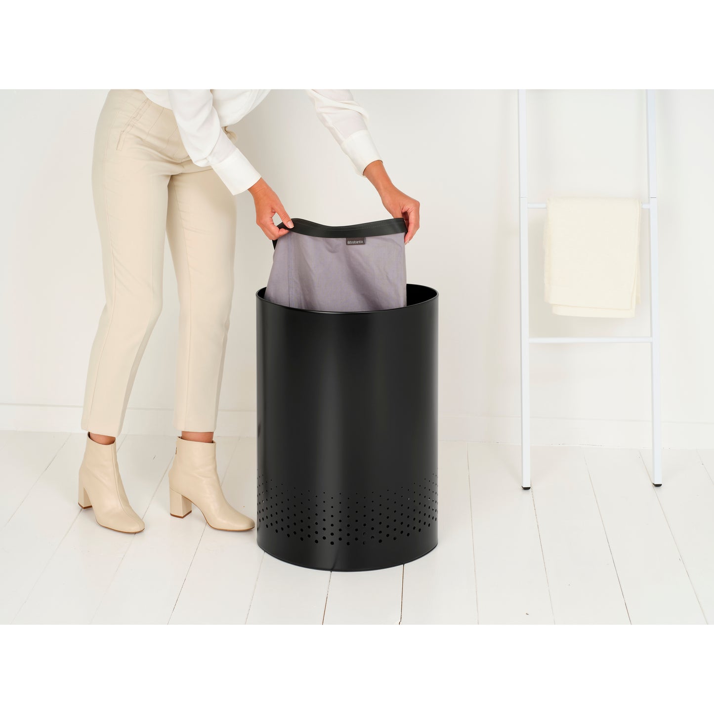 Laundry Bin 55 litre, Selector - Matt Black with Dark Grey Lid