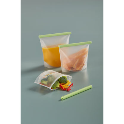 3pc Reusable silicone Bags - White