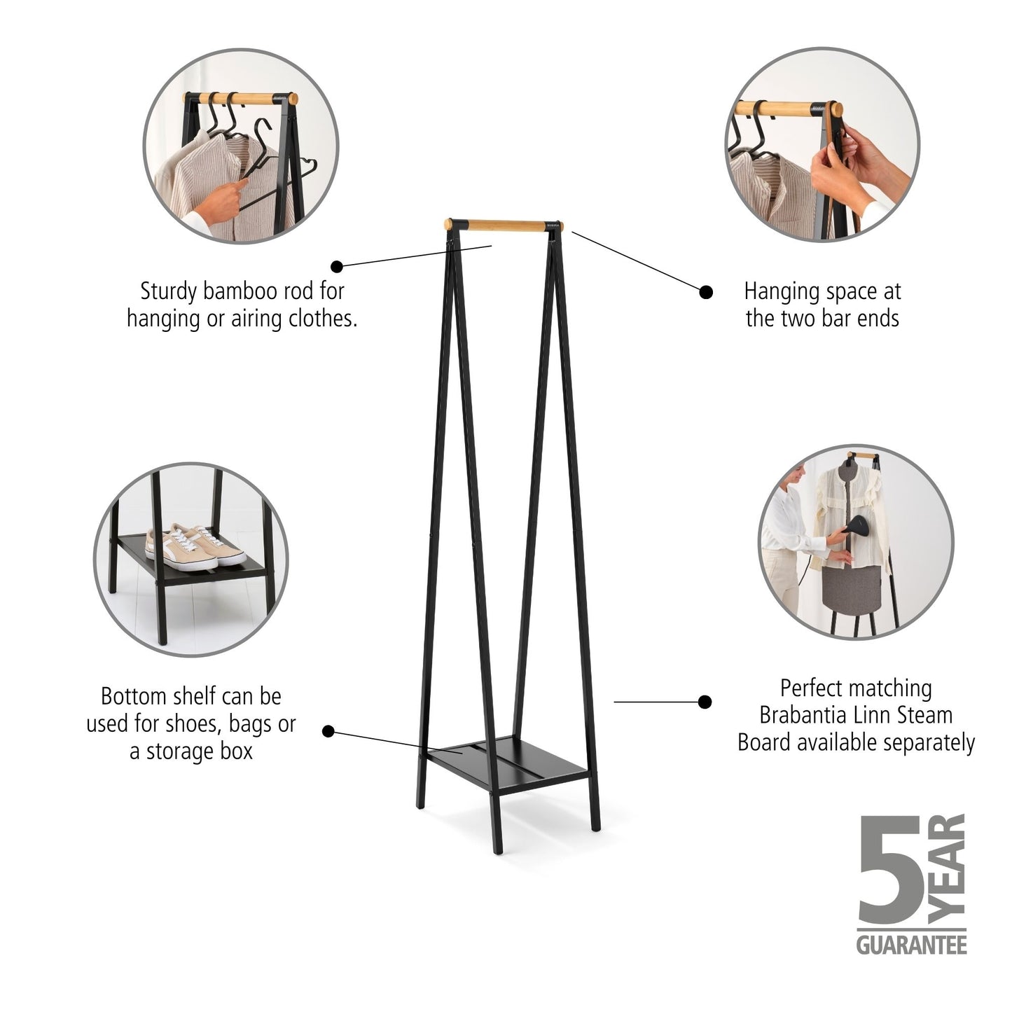 Linn Clothes Rack, Compact - Black