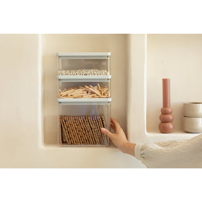 Tasty+ Stackable Canister, Set of 3 (2 x 1.5 litre and 1 x 3.5 litre) - Light Grey