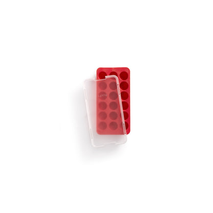 Round Ice Cube Tray with Lid - Red