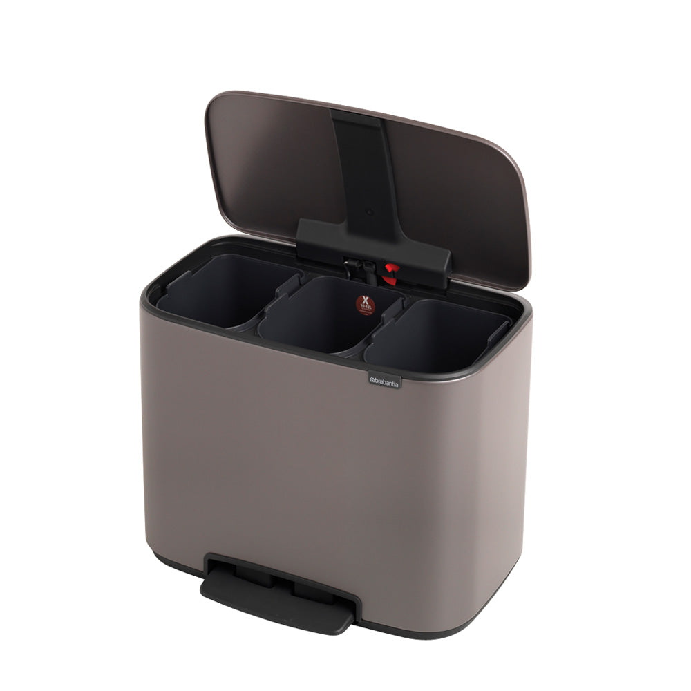 Bo Pedal Bin 3 x 11 litre - Platinum