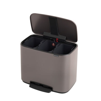 Bo Pedal Bin 3 x 11 litre - Platinum