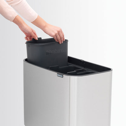 Bo Touch Bin 3 x 11 Litre - Fingerprint Proof Matt Steel