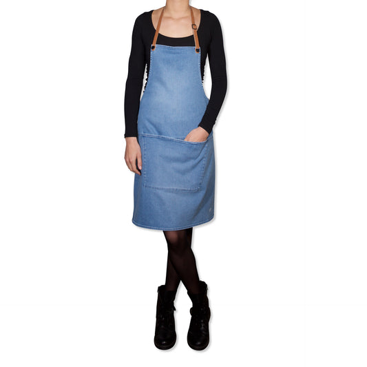 BBQ Style Apron Denim - Washed Indigo