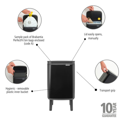 Bo Waste Bin Hi 4 litre - Matt Black
