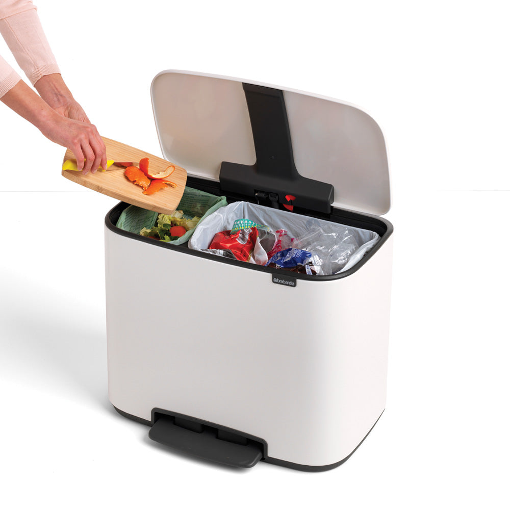Bo Pedal Bin 11 + 23 Litre - White