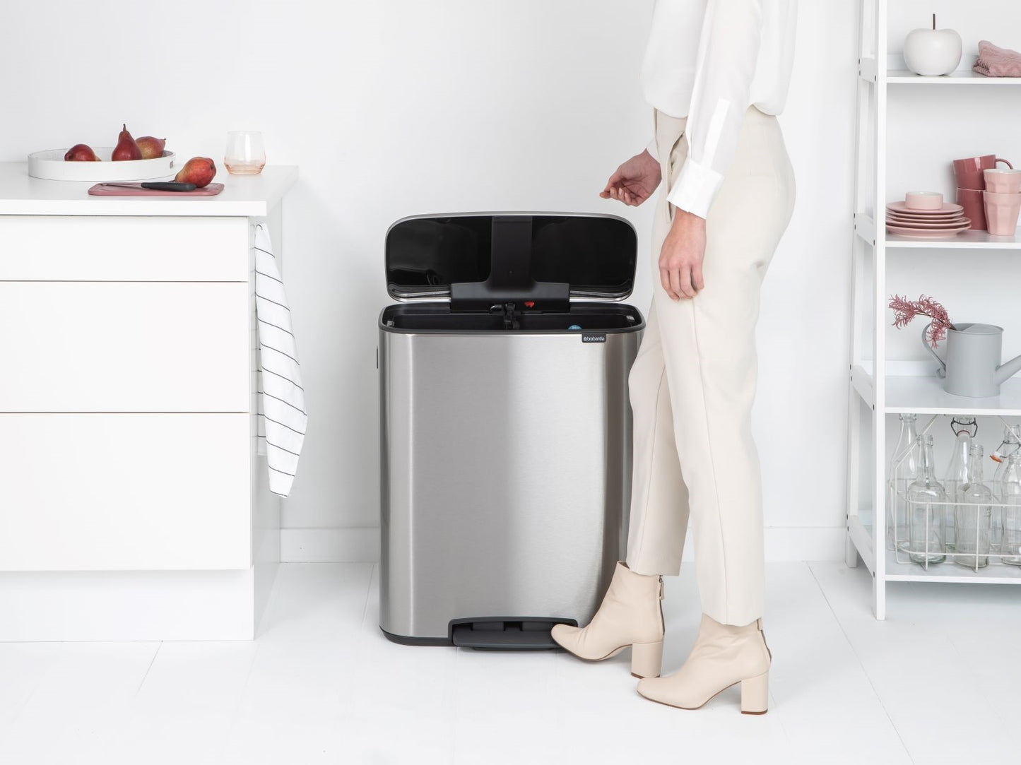 Bo Pedal Bin 2 x 30 litre - Matt Steel Fingerprint Proof