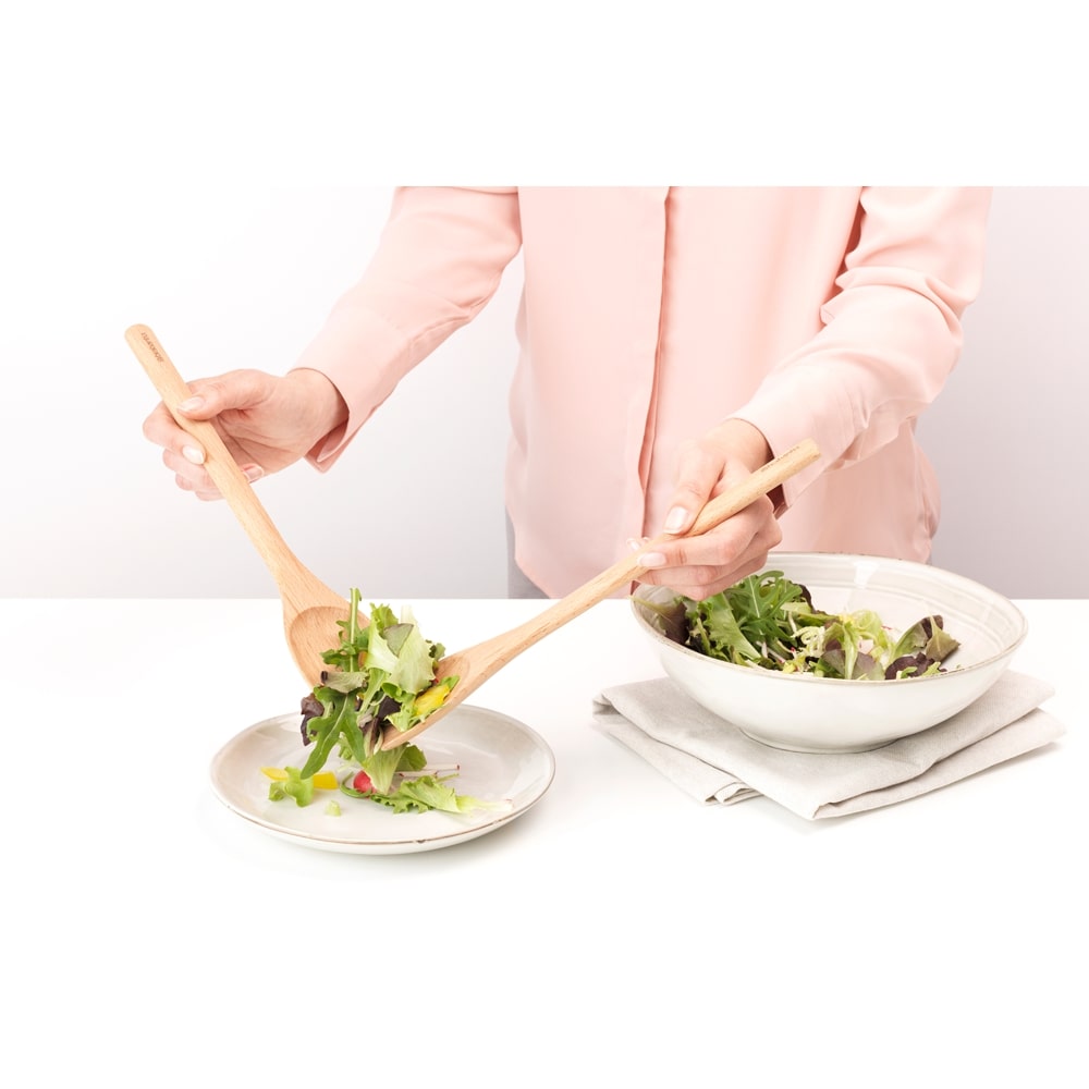 Profile Wooden Salad Servers -Beech Wood