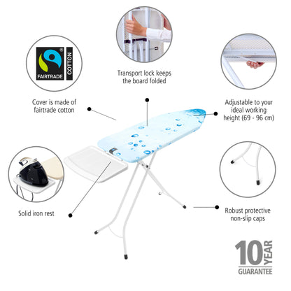 Ironing Board C, 124x45 cm, Solid Steam Unit Holder - Ice Water