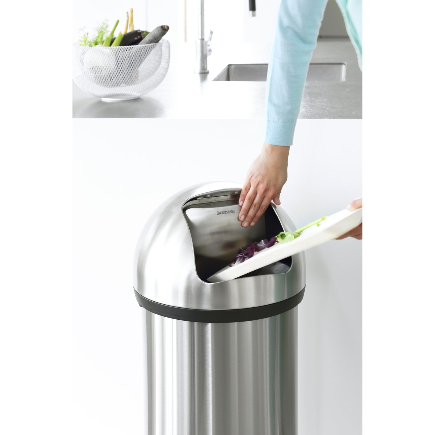 Push Bin 60 litre - Matt Steel