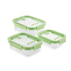 Rectangular Glass Containers Set of 3 - Green