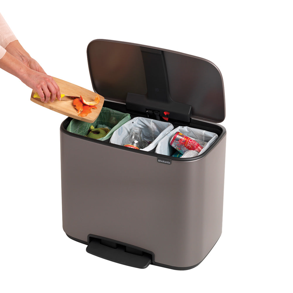 Bo Pedal Bin 3 x 11 litre - Platinum
