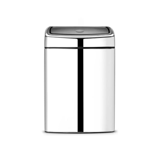 Touch Bin Rectangular 10 litre - Brilliant Steel
