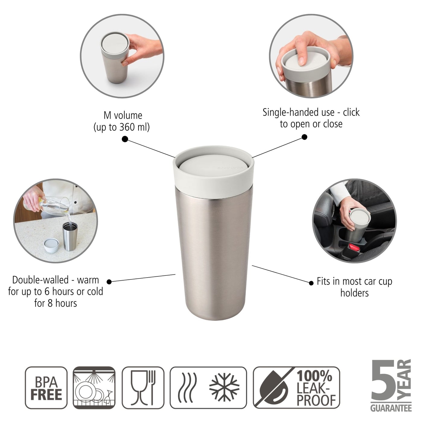 Make & Take Insulated Cup, 360ml - Light Grey
