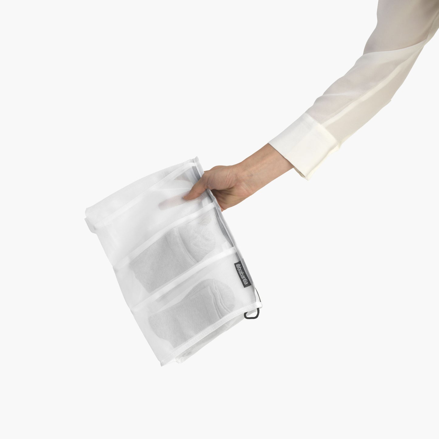 Sock Wash Bag - White / Grey Zipper