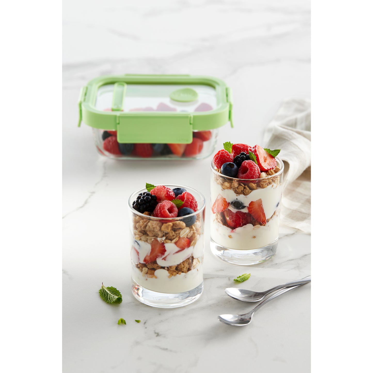 Glass Container Rectangular, 1050 ml - Green