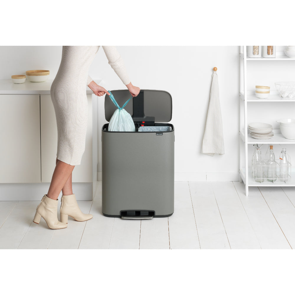 Bo Pedal Bin 2 x 30 litre - Mineral Concrete Grey