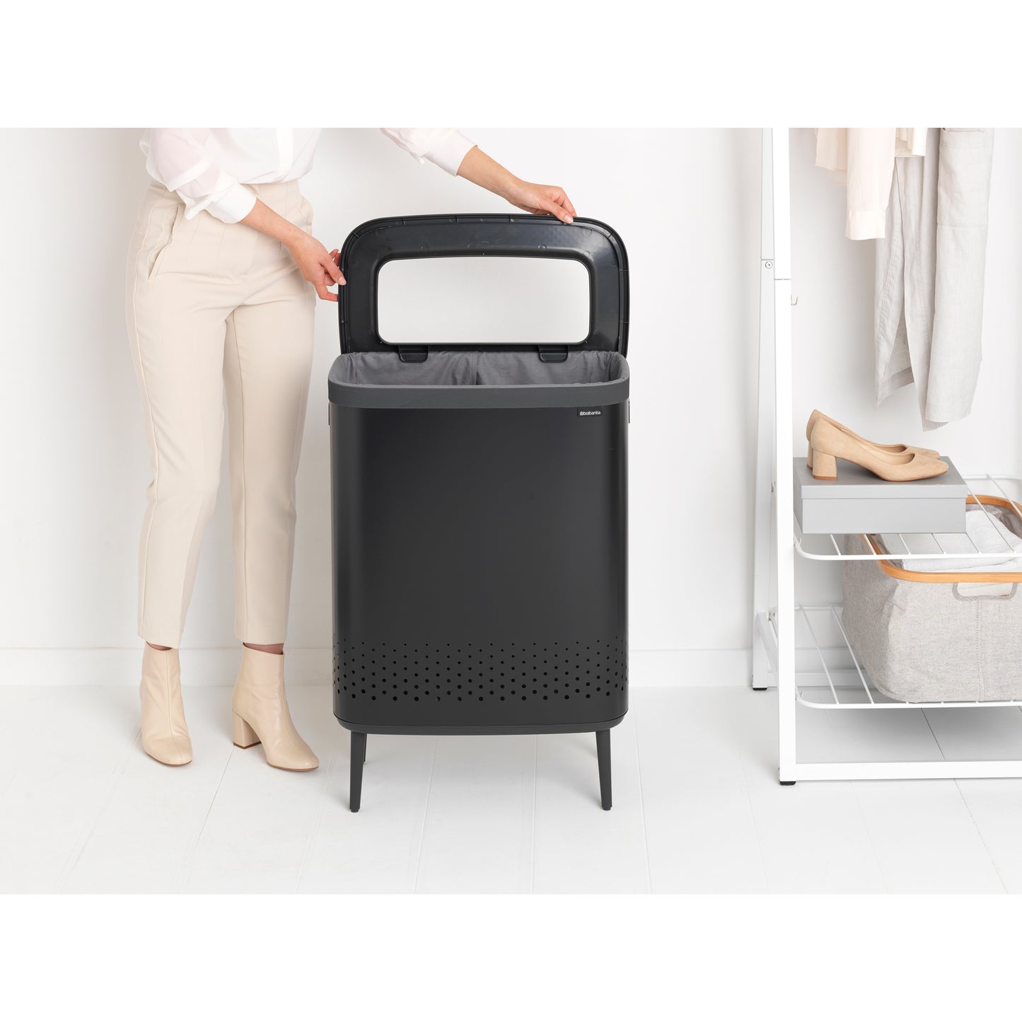 Bo Laundry Bin Hi 2 x 45 litre - Matt Black