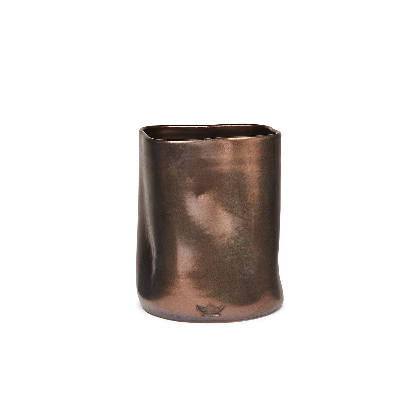 Utensil Holder Dented Crock Ceramic - Platinum Matt