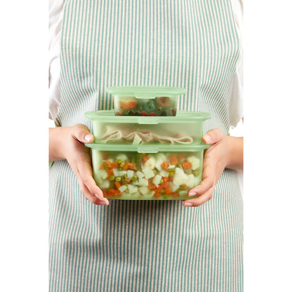 3pc Reusable silicone Boxes - Green
