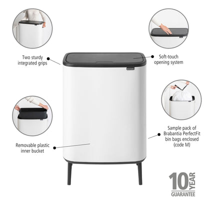 Bo Touch Bin Hi 60 litre - White