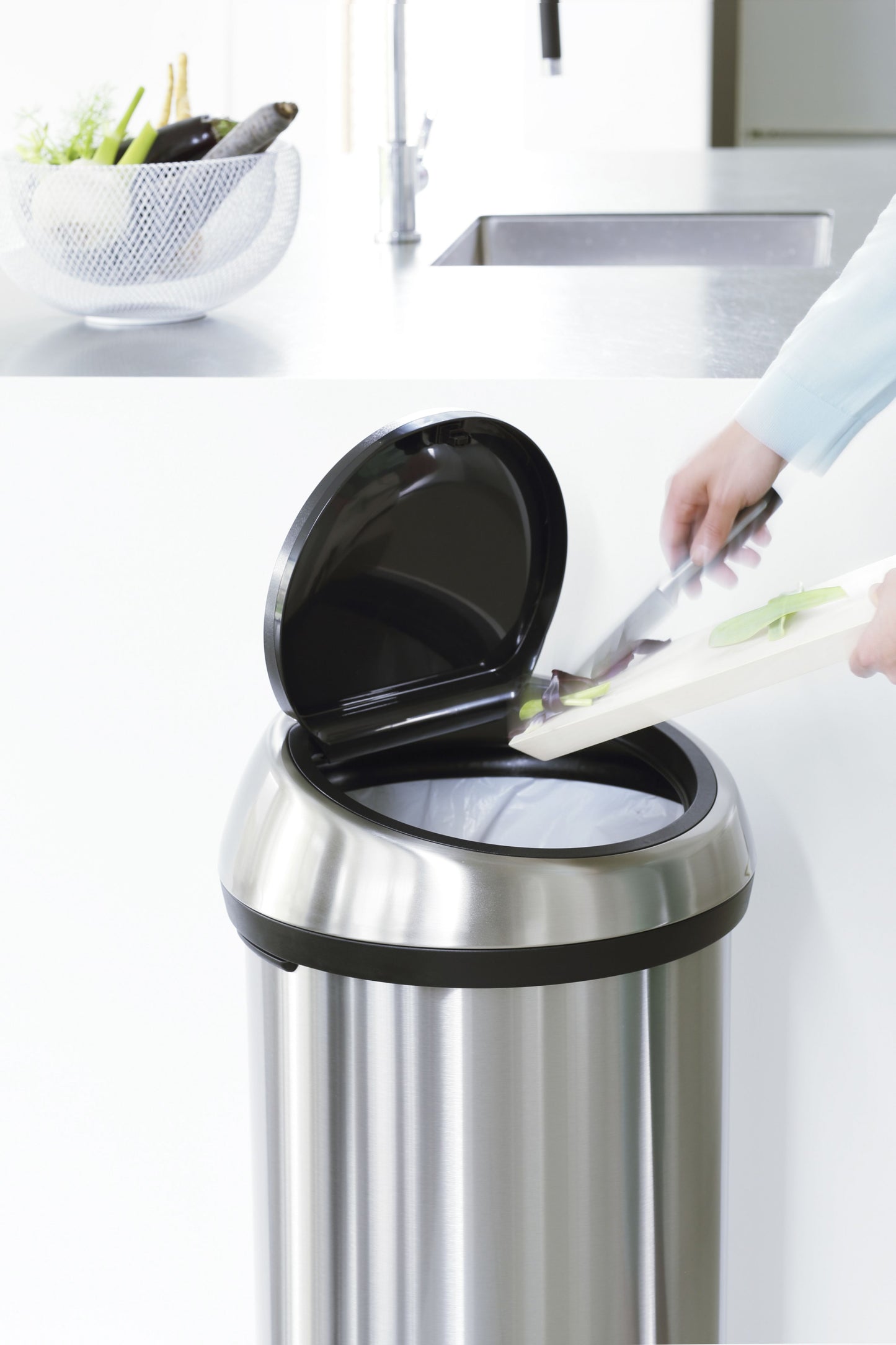 Touch Bin 60 Litre - Fingerprint Proof Matt Steel