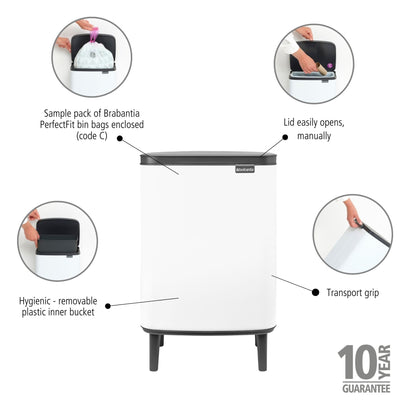 Bo Waste Bin Hi 12 litre - White