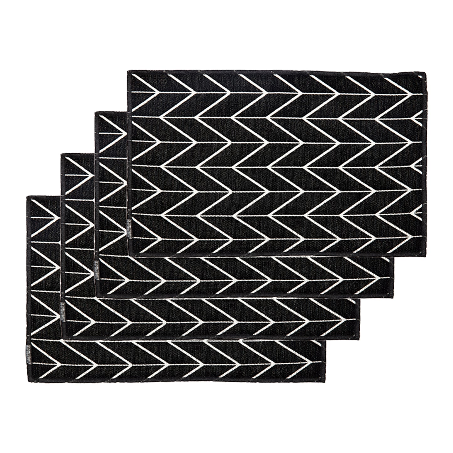 Placemat Woven Cotton (Set of 4) - Black & White / Herringbone